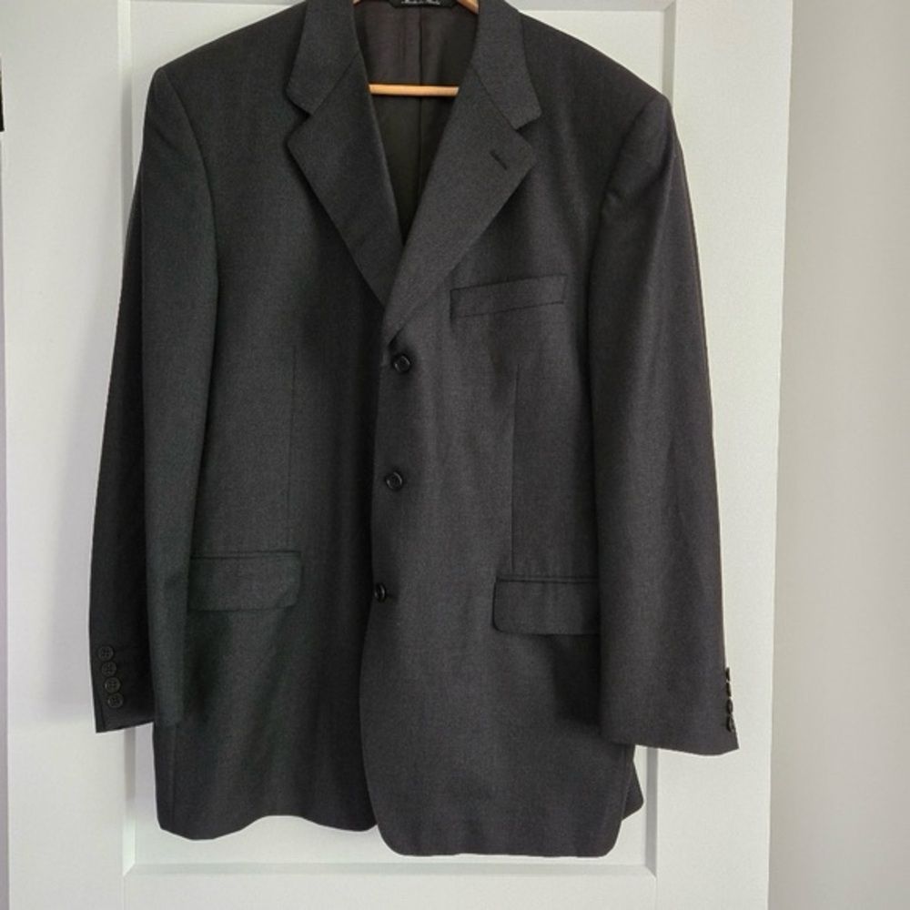 Classic Canali Mr Sid Made In Italy Grey Mens Blazer  Pure Wool 46US  1614019